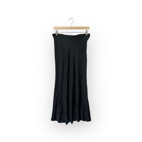 Lafayette 148 New York Black Satin Maxi Skirt Size 8 - Picture 1 of 7